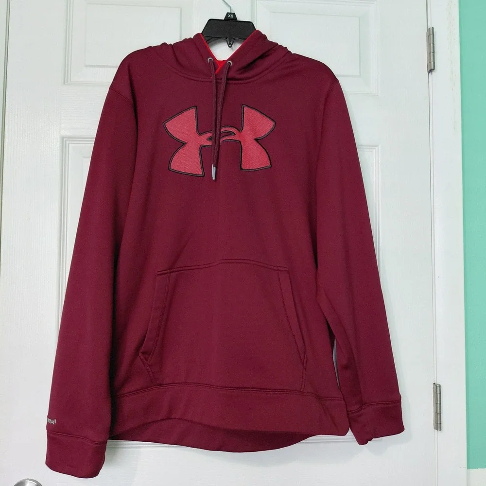 Under Armour Mens Storm1 Big Logo Hoodie Maroon Burgundy XL 1259632